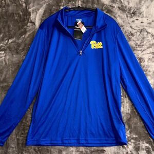 Pittsburgh Panthers Shirt Mens Large Blue Captivating Football Team NCAA 1/4 Zip